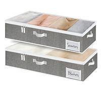 StorageWorks Boîtes de rangement sous lit avec couvercles, grands contenants de rangement sous lit pour organiser les accessoires de chambre, vêtements et linge de maison, gris, lot de 2