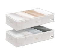 StorageWorks Boîtes de rangement sous lit avec couvercles, grands contenants de stockage pour organiser couvertures, organisateurs rigides pour vêtements, motif rayures gris et blanc, lot de 2