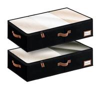 StorageWorks Boîtes de rangement sous lit avec couvercles, grands contenants de stockage pour organiser accessoires de chambre, organisateurs rigides pour vêtements sous lit, noire, lot de 2
