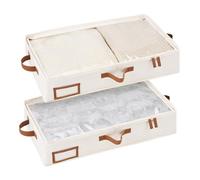 StorageWorks Boîtes de rangement sous lit avec couvercles, vêtements et linge de maison, contenants de rangement sous lit pour organiser les accessoires de chambre, blanc ivoire, lot de 2