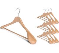 StorageWorks Cintres Costume en Bois, Cintres Adulte pour Garde-Robe Larges en Bois Naturel pour Costumes, Manteaux, Organisateur d'Essentiels de Placard, Couleur Bois Naturel, Lot de 10