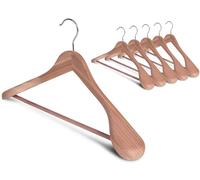 StorageWorks Cintres Costume Homme en Bois, Cintres Adulte pour Vêtements, Porte-Vêtements Extra-Large en Bois Naturel, Organisateur d'Essentiels de Garde-Robe, Couleur Cèdre Rouge, Lot de 6