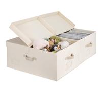 StorageWorks Lot de 2 boîtes de rangement extra larges avec couvercle, 55 l, boîte de rangement décorative avec planche de séparation, boîtes de rangement avec poignées, panier en tissu pour vêtements