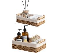 StorageWorks Lot de 2 petits paniers en osier pour salle de bain, marron clair, pour organiser les serviettes et les articles de toilette, paniers décoratifs pour décoration d'intérieur avec doublure