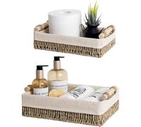 Storageworks Lot de 2 Petits paniers en Osier pour Salle de Bain, paniers tissés en jonc de mer pour Organiser Les Serviettes et Les Articles de Toilette, paniers décoratifs pour décoration