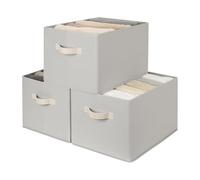 StorageWorks Lot de 3 paniers de rangement pour étagères, bacs de rangement pliables en tissu avec poignées, gris clair, taille XL