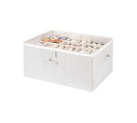 StorageWorks Organisateur de chaussures pour placard, boîte de rangement chaussure, boîte en tissu avec couvercle, conteneurs de rangement pour chaussures d'armoire, rayures grises et blanches