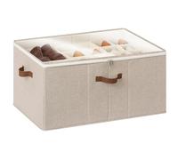 StorageWorks Organisateur de chaussures pour placard, boîte de rangement pour 24 paires, boîte en tissu avec couvercle, conteneurs de rangement pour chaussures d'armoire, Mélange de marron et beige