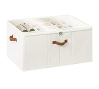 StorageWorks Organisateur de chaussures pour placard, boite rangement chaussures pour 24 paires, boîte en tissu avec couvercle transparent, conteneurs de rangement pour chaussures d'armoire, beige