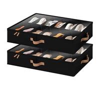 StorageWorks Organisateur de chaussures sous lit, Rangement gain de place pour 24 paires, Conteneur à chaussures avec séparateurs réglables, Boîte de rangement avec couvercle, Noir, Lot de 2