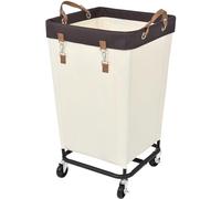 StorageWorks Panier à linge avec roulettes, 160 L, grand panier à linge à roulettes, panier à linge sale pour hôtel, maison, placard, dortoir, beige, 1 paquet