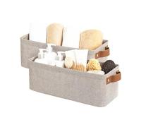 StorageWorks Paniers de rangement étroits, boîtes de rangement longues pour organiser la garde-robe, boîtes de rangement fines avec poignées, paniers décoratifs, Mélange marron et beige, lot de 2