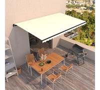 Store à bras articulé, protection UV, imperméable, protection solaire, store auxiliaire, store de balcon, rétractable, convient pour jardin, véranda, pergola, pelouse, balcon, 500 x 350 cm Crème