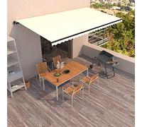 Store à bras articulé, protection UV, imperméable, protection solaire, store auxiliaire, store de balcon, rétractable, convient pour jardin, véranda, pergola, pelouse, balcon, 600 x 350 cm Crème