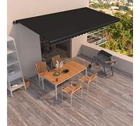 Store à bras articulé, rétractable, protection UV, imperméable, protection solaire, store auxiliaire, store de balcon, convient pour jardin, véranda, pergola, pelouse, balcon, 600 x 350 cm Anthracite