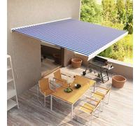 Store à Cassette Manuel 450x300 cm Bleu et Blanc Auvent Rétractable vidaXL