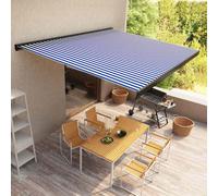 Luifel gemotoriseerd 350x250 cm blauw en wit3052686