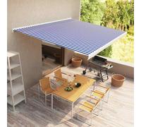 Store à Cassette Motorisé 400x300 cm Bleu et Blanc Auvent Rétractable vidaXL