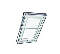 Store à Enroulement Roto ZRE - Store Toile Exclusif pour Lumière du Jour - Rail de Guidage Argent - pour la Série Designo R6/R8, i8 et Classic 64/84 - Taille 074/140 | 07/14 - Couleur du Tissu Blanc