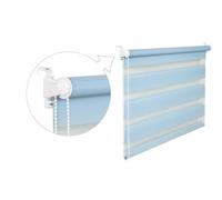Store à enrouleur double 16 largeurs 2 longueurs Avec cordon latéral Fixation sans perçage, bleu clair, 75x200