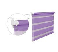 Store à enrouleur double 16 largeurs 2 longueurs Avec cordon latéral Fixation sans perçage, lilas, 75x200