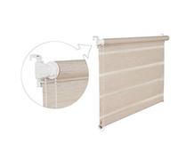 Store à enrouleur double 16 largeurs 2 longueurs Avec cordon latéral Fixation sans perçage, naturel, 55x150