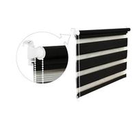 Store à enrouleur double 16 largeurs 2 longueurs Avec cordon latéral Fixation sans perçage, Schwarz, 80x200