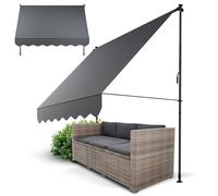 Juskys Store Banne Manuel Kapstadt 250x120 cm - Store Extérieur Réglable, sans Perçage, Imperméable, Résistant UV, Verticale & Diagonale - Gris