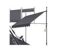 Store à pince sans perçage avec manivelle 200 x 180 cm noir/gris