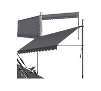 Store à pince sans perçage avec manivelle 350 x 180 cm noir/gris