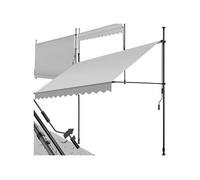 Store banne de jardin - TECTAKE - Store à pince sans perçage avec manivelle réglable en hauteur - Gris Clair - 300 x 180 cm