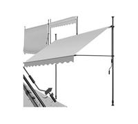Store banne - TECTAKE - Store à pince sans perçage avec manivelle, réglable, protection UV et étanche, 250 x 180 cm - Gris clair