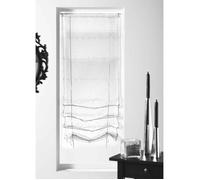 Homemaison - Store à Remonter Voilage Organza Fantaisie 'Goutte d'eau' - Polyester - Ourlet Passe Tringle - Rubans Satins à Remonter - Fenêtre Salon Chambre Cuisine - 70 x 200 cm - Blanc