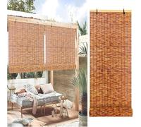 Store À Rouleau en Bambou Imperméable, Store Occultant pour Intérieur Extérieur, 50 70 90 110 130 150 Cm Rideau De Roseau Stores Romains avec Ascenseur(110x215CM(WxH))