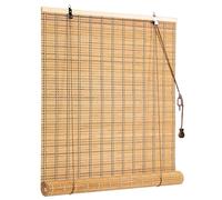 Store à Rouleau en Bambou Naturel,Store en Bambou Opaque à tirage latéral,Rideaux Romain Occultant,Protection Solaire et visuelle,pour Fenêtres Intérieur Extérieur,Largeur x Longueur (80cm x 150cm)
