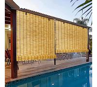 Store à rouleau en bambou résistant aux intempéries - Protection d'intimité pour portes et portes - Couverture imperméable pour balcon, terrasse et terrasse