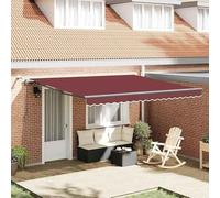 Store automatique avec revêtement en polyuréthane - 400 x 300 cm - Bordeaux - Aluminium revêtu par pulvérisation et 100 % polyester avec revêtement PU - Protection solaire parfaite pour terrasse et