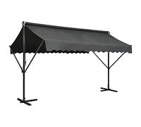 Store autoportant 400 x 300 cm - Anthracite - Protection solaire imperméable - Pour terrasse extérieure - Protection solaire rectangulaire résistante aux UV - Avec cadre en acier revêtu par
