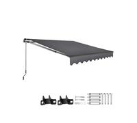 Store banne - TECTAKE - Brise-vue ORNELLA bras articulé et support mural tissu déperlant protection UV 250 x 200 cm - Gris Foncé