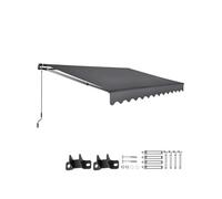 Store banne - TECTAKE - Brise-vue ORNELLA bras articulé et support mural tissu déperlant protection UV 300 x 250 cm - Gris Foncé