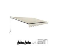Store banne - TECTAKE - Brise-vue ORNELLA à bras articulé et support mural tissu déperlant et protection UV 300 x 250 cm - Beige