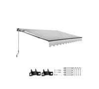 Store banne - TECTAKE - Brise-vue ORNELLA à bras articulé et support mural tissu déperlant et protection UV 300 x 250 cm - Gris
