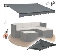 Store Banne à Bras Articulés 400 x 300 cm Gris - Store Rétractable Anti-UV pour Terrasse, Balcon et Jardin