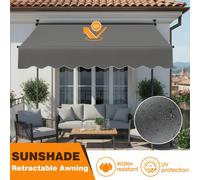 Store banne à bras articulés avec manivelle pour terrasse et jardin, store banne de balcon sans perçage, résistant aux UV, réglable en hauteur, voile d'ombrage hydrofuge Description :Protection solair