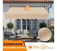 Store banne à bras articulés avec manivelle pour terrasse et jardin, store banne de balcon sans perçage, résistant aux UV, réglable en hauteur, voile d'ombrage hydrofuge Description :Protection solair