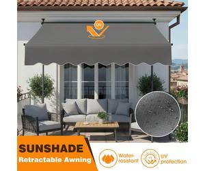 Store banne à bras articulés avec manivelle pour terrasse et jardin, store banne de balcon sans perçage, résistant aux UV, réglable en hauteur, voile d'ombrage hydrofuge Description :Protection solair