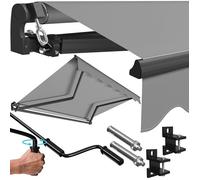 Store banne articulé manuel - KESSER - 250x200 cm - Gris - Angle d'inclinaison intégré - Tissu polyester hydrofuge