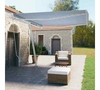 Store Banne Autoportant Extérieur, Rétractable Manuellement, Toile Polyester Résistante aux UV et Eau, Structure Aluminium Robust, Stores Enrouleur Exterieur,Store Balcon, Bleu/Blanc,400 x 350 cm