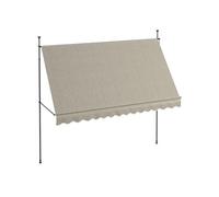 Outsunny Store banne autoportant Manuel auvent rétractable 3,5L x 1,2l x 2,1-3H m Inclinaison réglable pour Balcon sans Trous à percer métal alu Polyester Sable