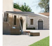 Store Banne Autoportant, Store de Terrasse Extérieur Rétractable Manuellement, Toile Polyester Résistante aux UV, Cadre Aluminium Robust, Auvent de Terrasse, Bleu/Blanc, 600 x 300 cm